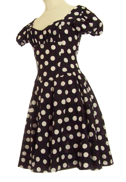 Retro jurk met grote dots en pofmouwtje